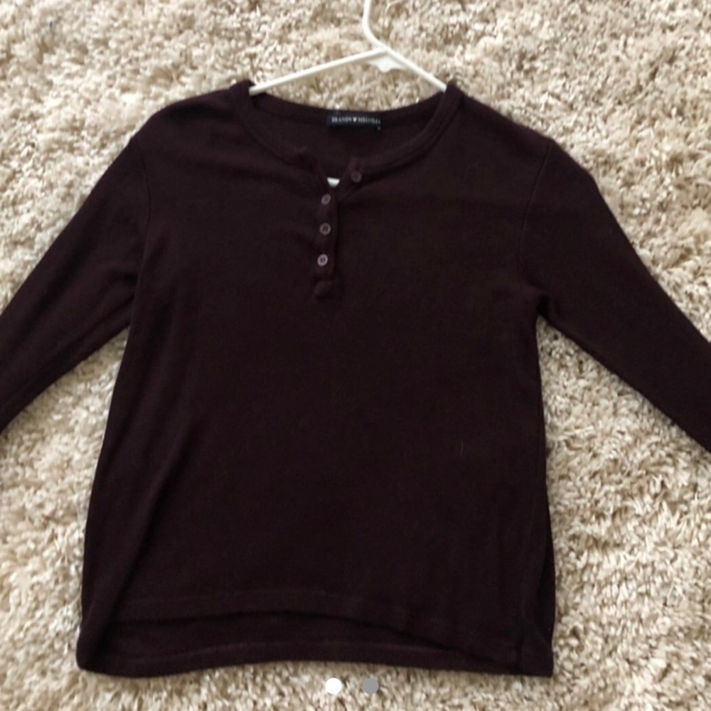 brandy melville maroon button long sleeve sweater